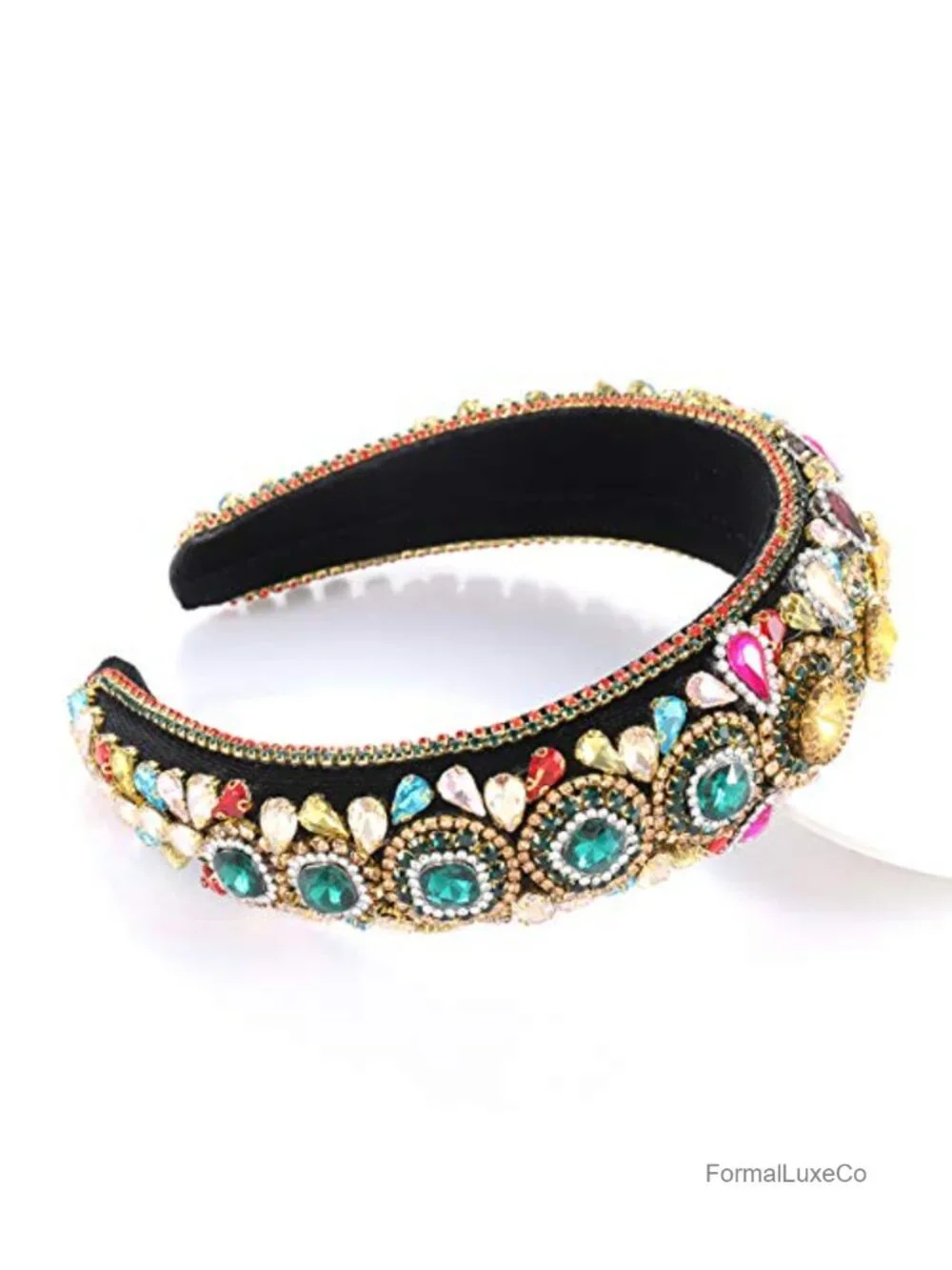 Rhinestone Padded Headband Baroque Crystal Embellished Hair Accessory for Women